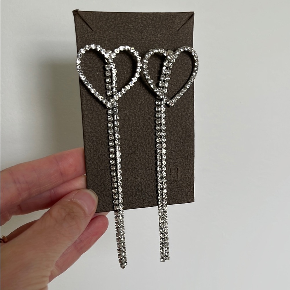 SHASHI Silver Heart Drop Earrings